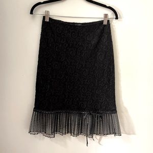 black betsy johnson lace skirt with ribbon - coquette, romantic